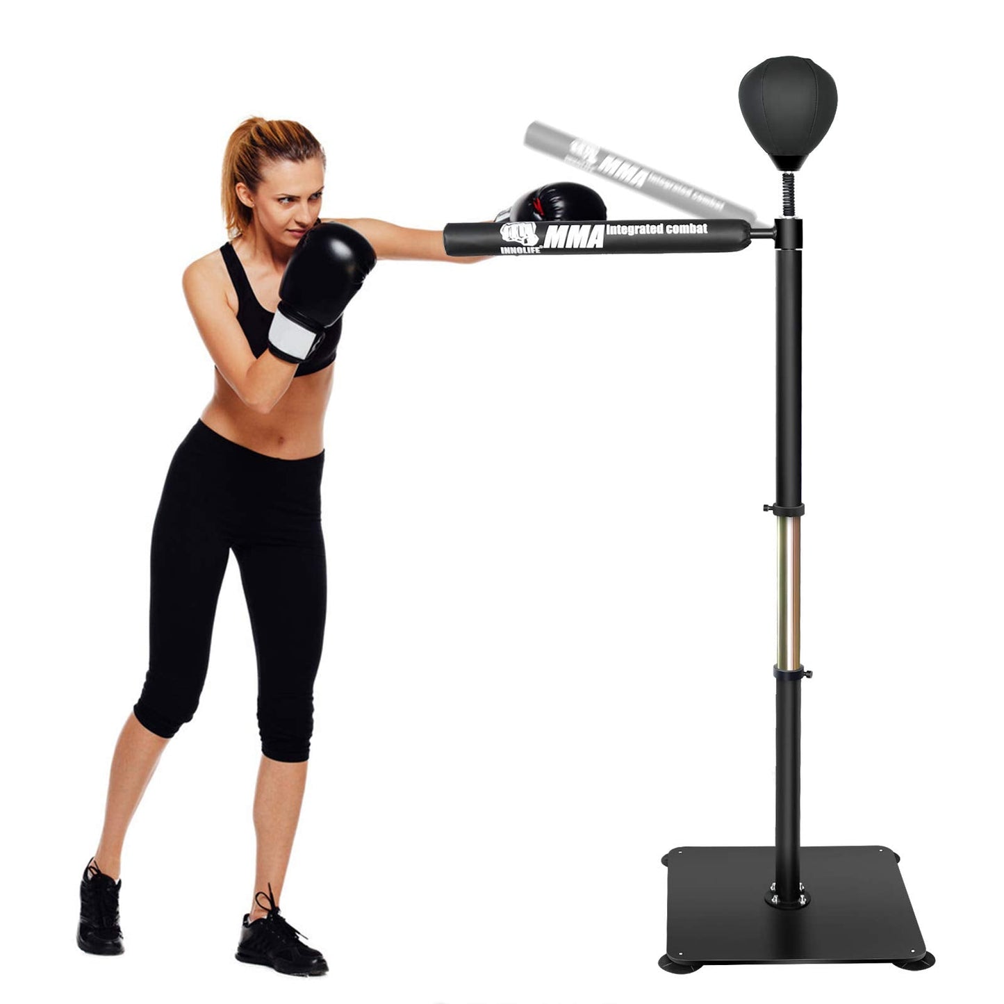 INNOLIFE Boxing Spinning Bar Heavy Duty Punching Speed Reflex Skills Training Free Standing Adjustable Height from 54"-71"