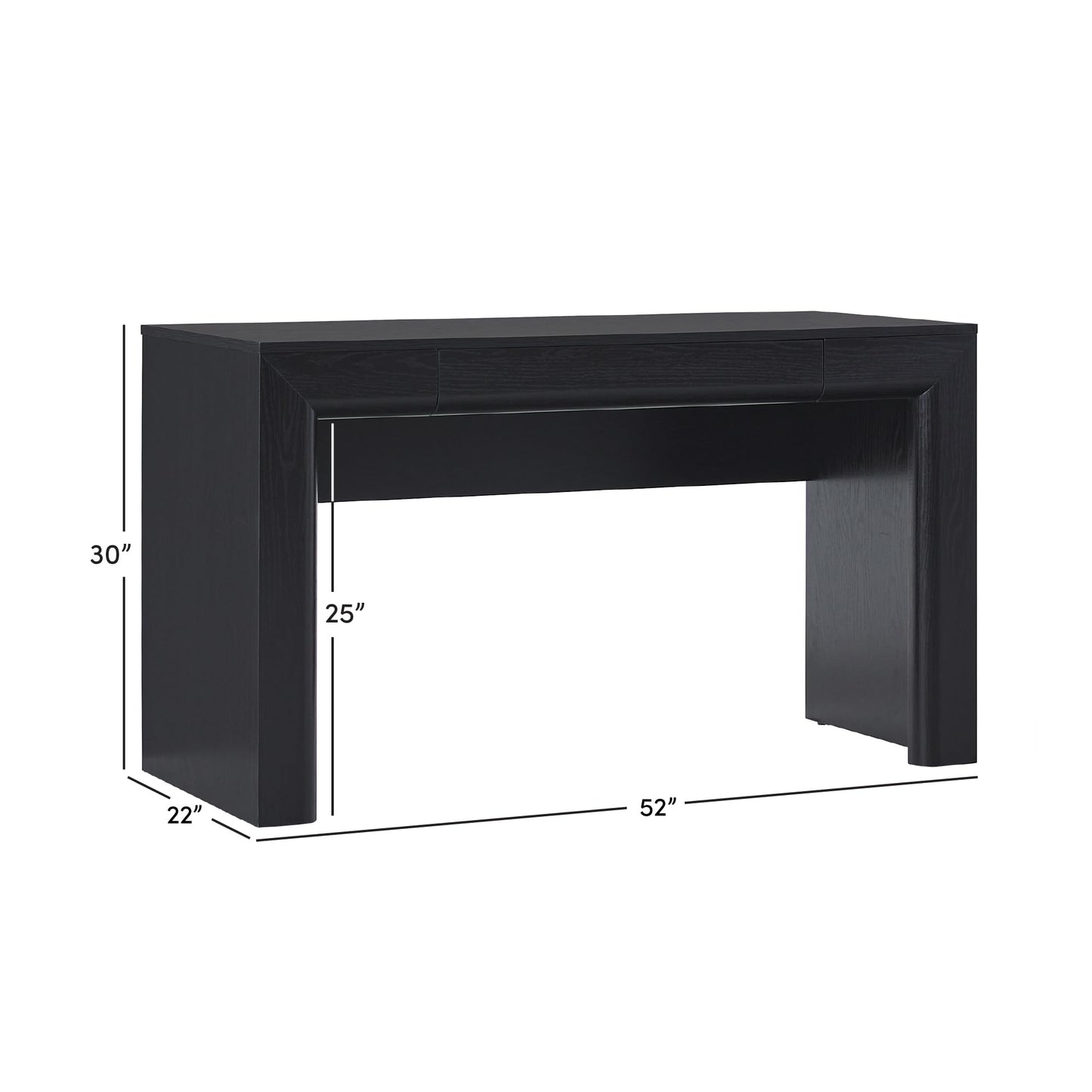 Walker Edison Amira Modern MDF Waterfall Writing Desk with a Built-in Storage Drawer, 52 Inch, Black