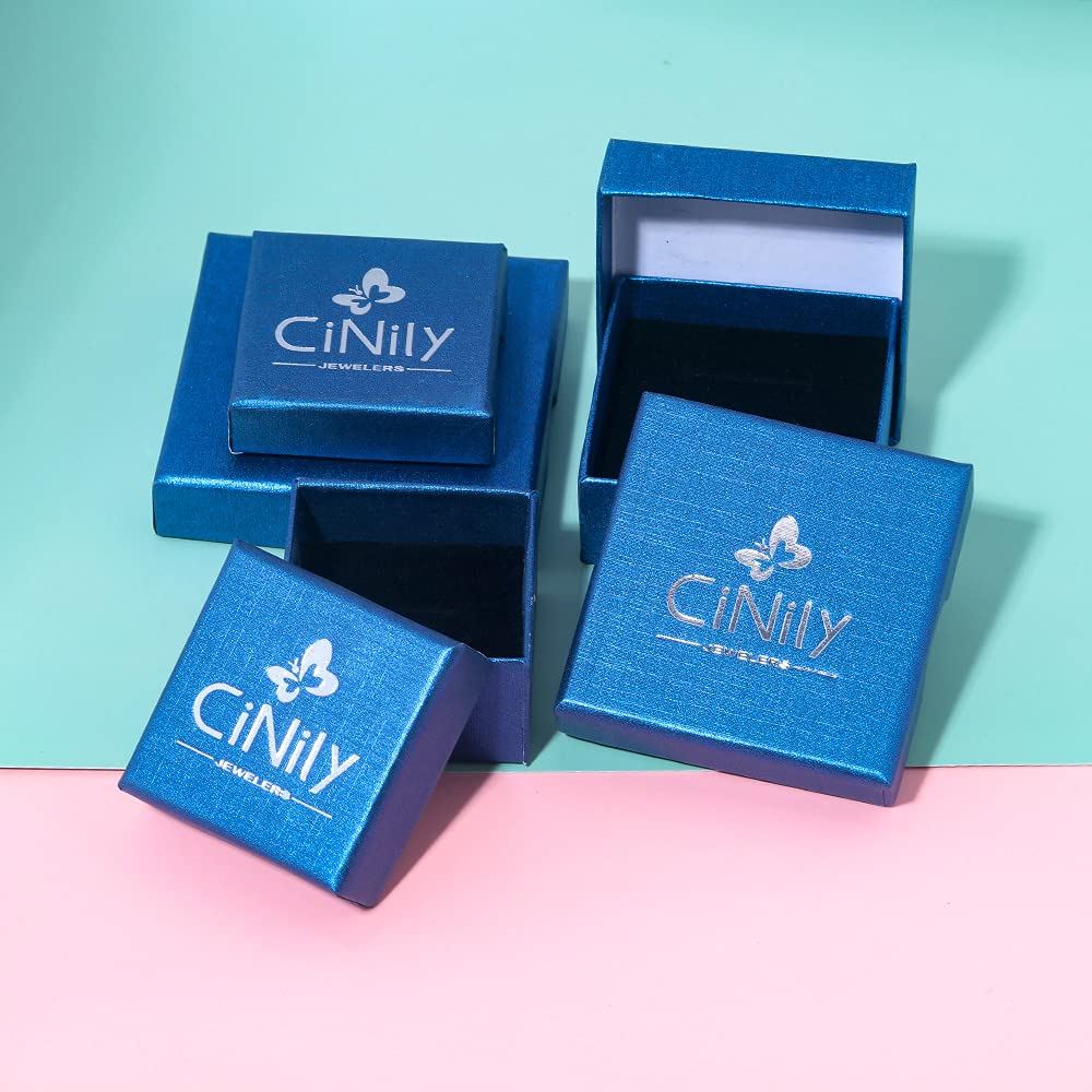 CiNily 2 Pairs Hoop Earring Set for Women Silver Plated Blue Opal Small Hoop Earring Hypoallergenic Cubic Zirconia Tiny Earrings