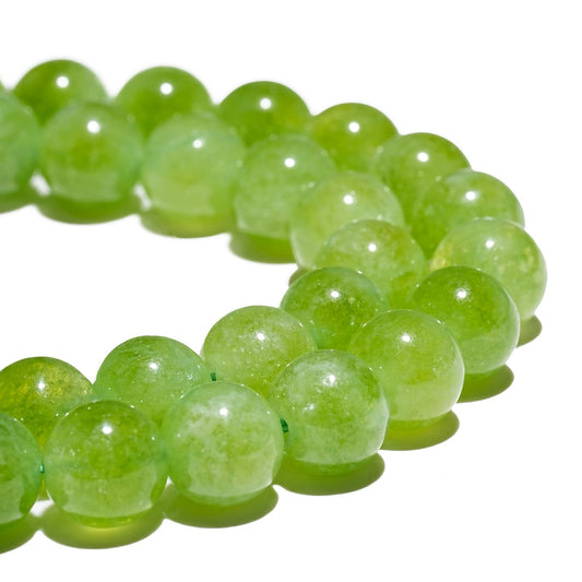 10mm Natural Green Peridot Gemstone Beads Polished Round Smooth Stone Beads for Bracelets Jewelry Making 15inch Loose Beads