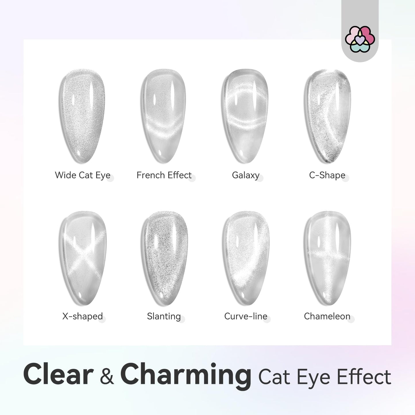 SAVILAND Cat Eye Magnet for Nails: 10PCS CatEye Gel Nail Polish Strong Nail Magnets Set 1000＋Styles Creation Magnetic Wand Quicker DIY Nail Art Tools for Enthusiasts Technicians Salon Home Studio