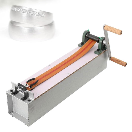 QUGURLID Manual Wire Drawing Bench,Jewelry Wire Pulling Machine w/Steel Frame and Leather Belt,Jewelry Craft Tool w/Removable Handle,for Earrings Repair,Bracelet Making