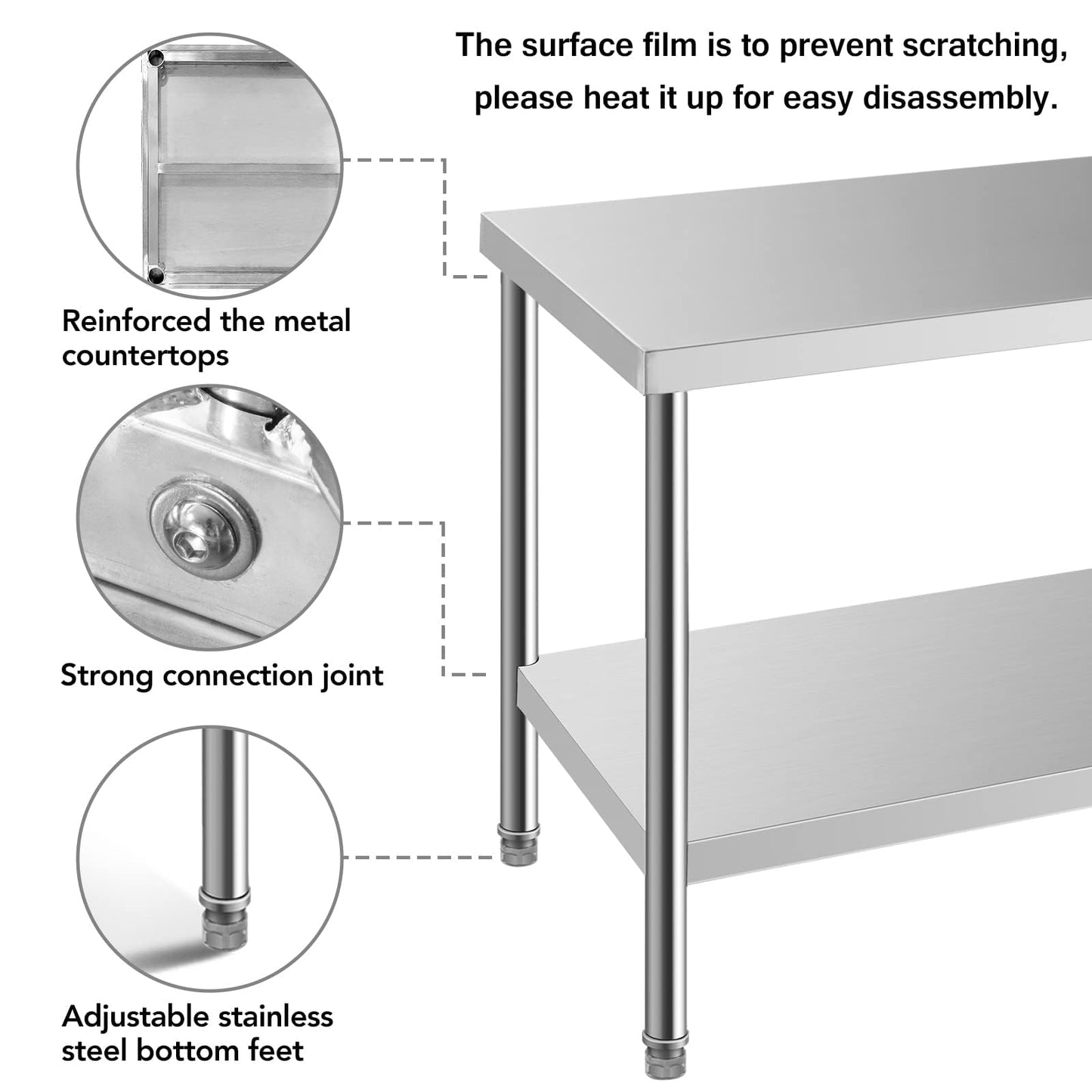 HXCFYP NSF Certified Stainless Steel Prep Table 24x18 with Undershelf for Restaurant, Home, & Hotel - Heavy Duty Commercial Grade Worktable for Food Preparation & Christmas Cooking