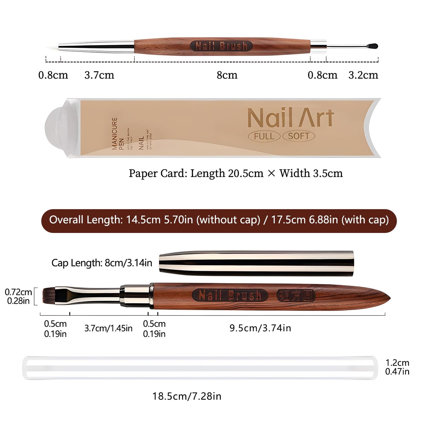 Double Nail Art Sculpture Pen: Silicone & Metal Dual Tipped Nail Brushes Silicone Nail Art Tools for Design Nail Foil Carving Drawing Shaping Effect Nail Art Pens for Home and DIY (Brown)