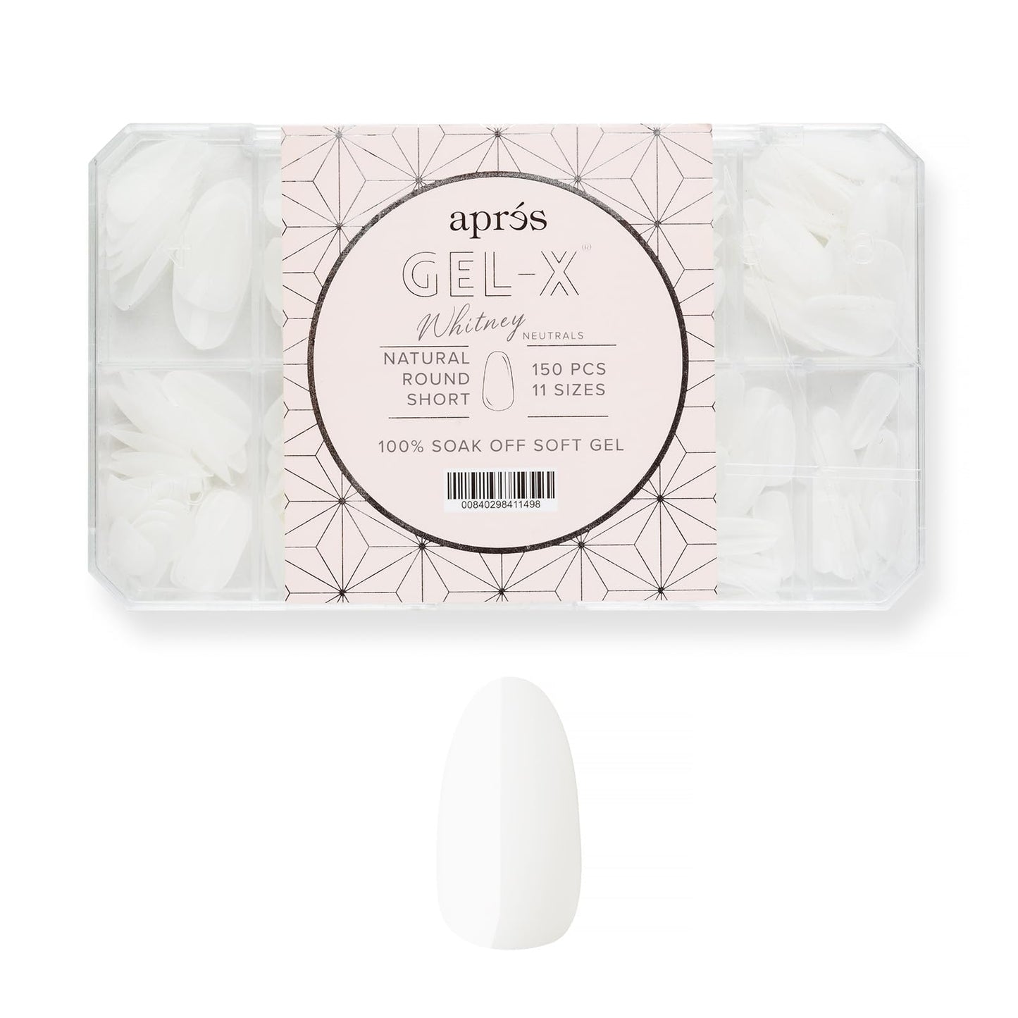 Apres Neutrals Gel-X Whitney Box Of Nail Tips, 11 Sizes 00-9, Soft Gel Tip Box (150pcs) (Natural Round Short, 150)
