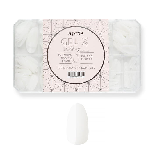 Apres Neutrals Gel-X Whitney Box Of Nail Tips, 11 Sizes 00-9, Soft Gel Tip Box (150pcs) (Natural Round Short, 150)