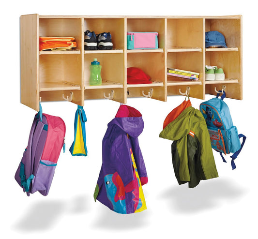 Jonti-Craft 07710JC 10 Section Wall Mount Coat Locker with Clear Bins, 2, Clear