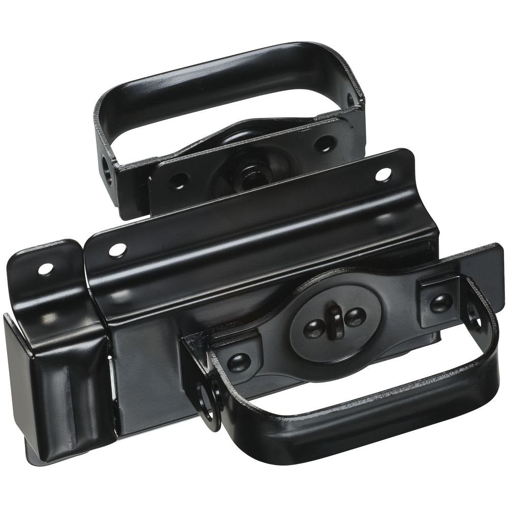National Hardware N101-576 Swinging Door Latch Heavy Duty Steel with WeatherGuard Protection Black Finish for Shed Barn Gate Interior Exterior Use Automatic Locking