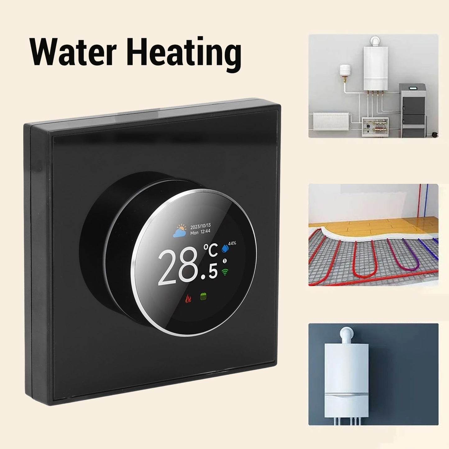 Tuya Smart Thermostat with Rotating Knob 1.32in TFT DisplayWiFi Enabled, Voice Control Compatible (Alexa/Google), Remote Temperature Control for Home HVAC Systems