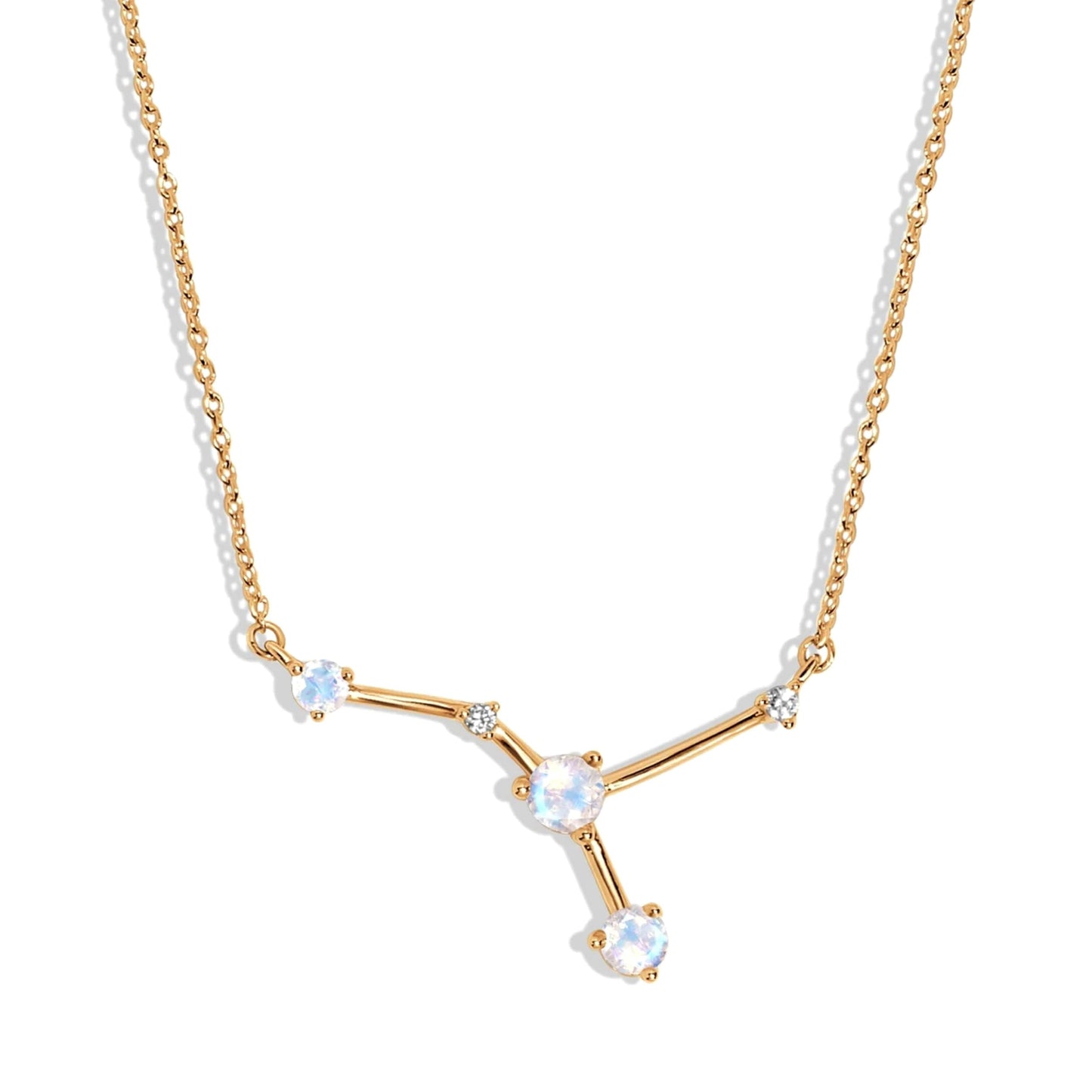 Moon Magic Moonstone Necklace - Cancer Zodiac Constellation / 925 Sterling Silver - 18k Rose Gold - Yellow Gold Rainbow Moonstone Necklaces for Women/Authentic Rainbow Crystal Jewelry