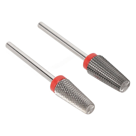 2pcs Tapered Tungsten Steel 5 in 1 Nail Art Drill Bits, Two Way Rotate Nail Polishing Fast Remove Acrylic Nail File 3/32 Cuticle Grinding Heads for Salon Use