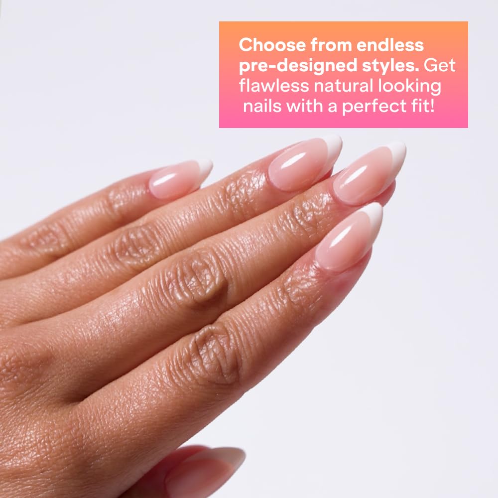 YN Young Nails Press On Nails - Glue On Fake Nails for Women,Medium Oval Shape, Includes Nail Glue, File, Tabs, Quick and Easy Application (Pretty in French)
