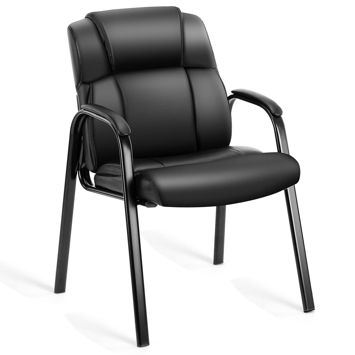OLIXIS Waiting Room Reception Chairs Set of 8, Leather Office Desk Guest Stationary Side Chair with Padded Arms for Home Conference Lobby Area Meeting Church Medical Clinic Elderly Student