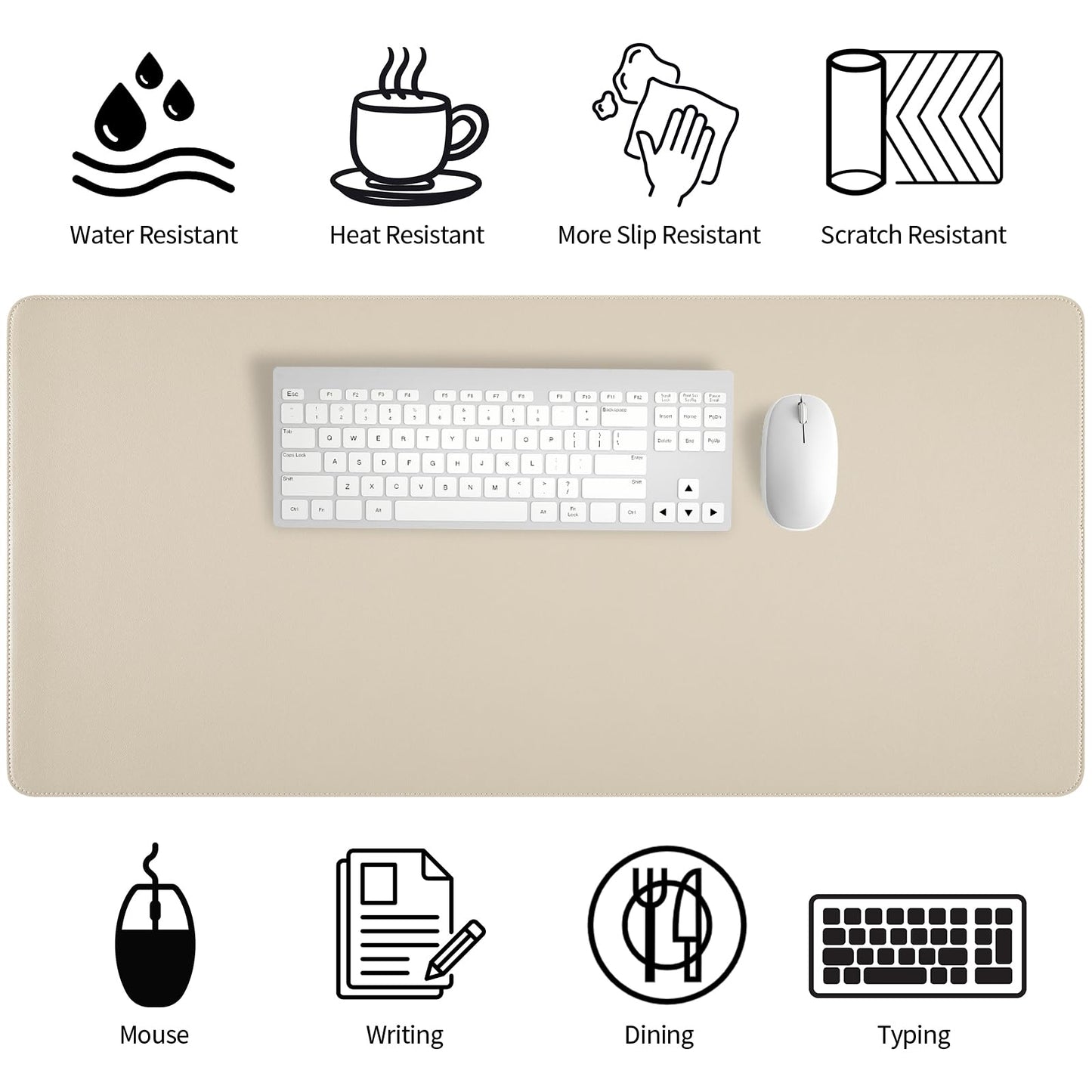 Bloss Desk Mat with Stitched Edges, 35.4"×15.7" Keyboard Pad Skin Pink, Non-Slip Desk Protector Mat, Leather Desk Blotter, Waterproof Desk Pad for Office Home Decor