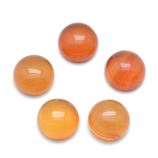 Fashewelry 50Pcs Natural Carnelian Cabochon Stone Half Round Beads 10mm Flat Back Gemstone Chakra Healing Crystal Dome Cover Cabs for Jewelry Making
