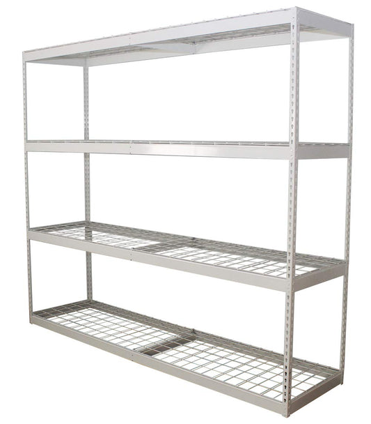 MonsterRax 24"x92"x84"Garage Shelving - Hammertone Bolted Shelving Rack - 500 Pounds Per Shelf High Grade Steel (24"x92"x84", White)