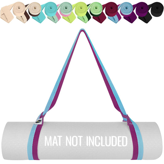 TECEUM Yoga Mat Strap – 30+ Colors – Adjustable Mat Holder Sling Carrier for All Mats [Mat Not Included]