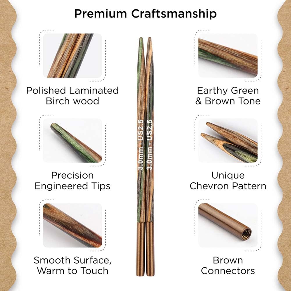 Knitter’s Pride Terra Mini Interchangeable Needle Set 2"" (5cm) – 8 US Sizes (2.5 to 10)