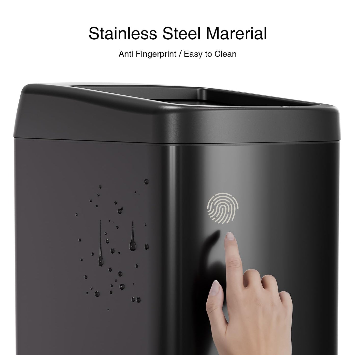 ELLO&ALLO Garbage Can Motion Sensor Trash Can 8 Gallon for Kitchen with Roll Up Lid, Automatic Touch Free High-Capacity with Wheels Black Waste Bin