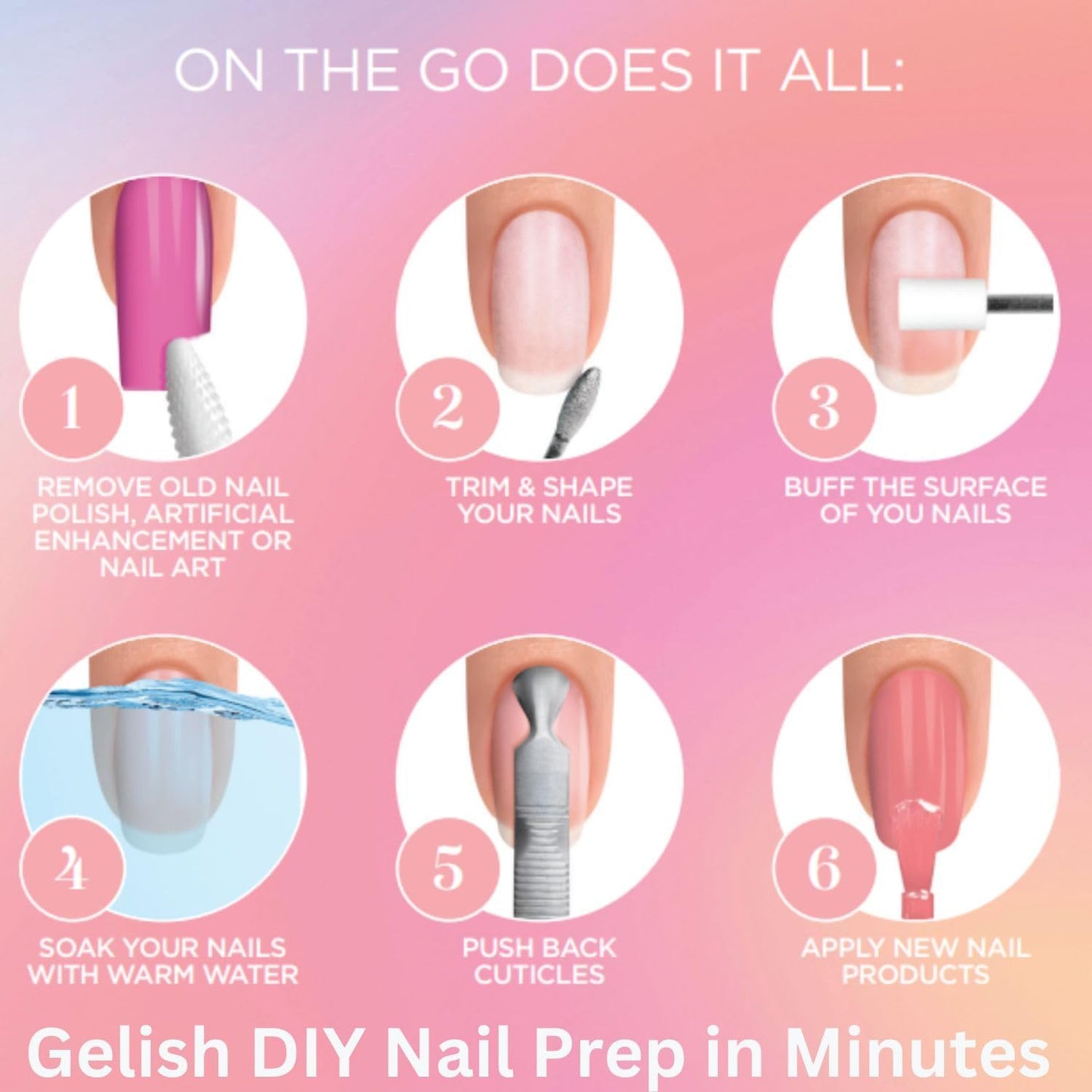 Gelish MINI On The Go Electric Nail File - Lightweight, Portable Nail Drill, Shaping, Filing, Gel Removal - 12 Interchangeable Bits & 6 Sanding Bands for DIY Manicures & Pedicures.