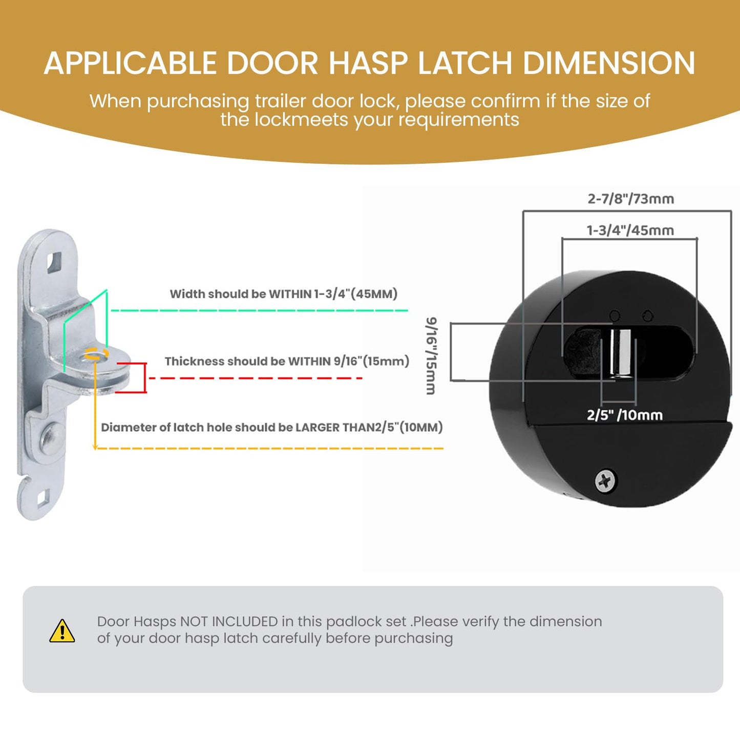 2 Pack Hidden Shackle Padlock Keyed Alike Heavy Duty Trailer Puck Padlocks Anti Theft 2-7/8" Solid Steel Puck Lock for Trailers Trucks Vans Shed Gates Garage