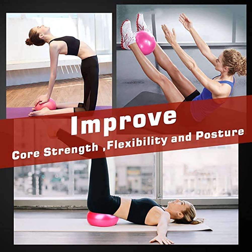 MOMPLUS 9 Inch Exercise Pilates Mini Yoga Balls Barre for Home Stability Squishy Training Physical Therapy Improves Balance with Inflatable Straw(5 PCS)