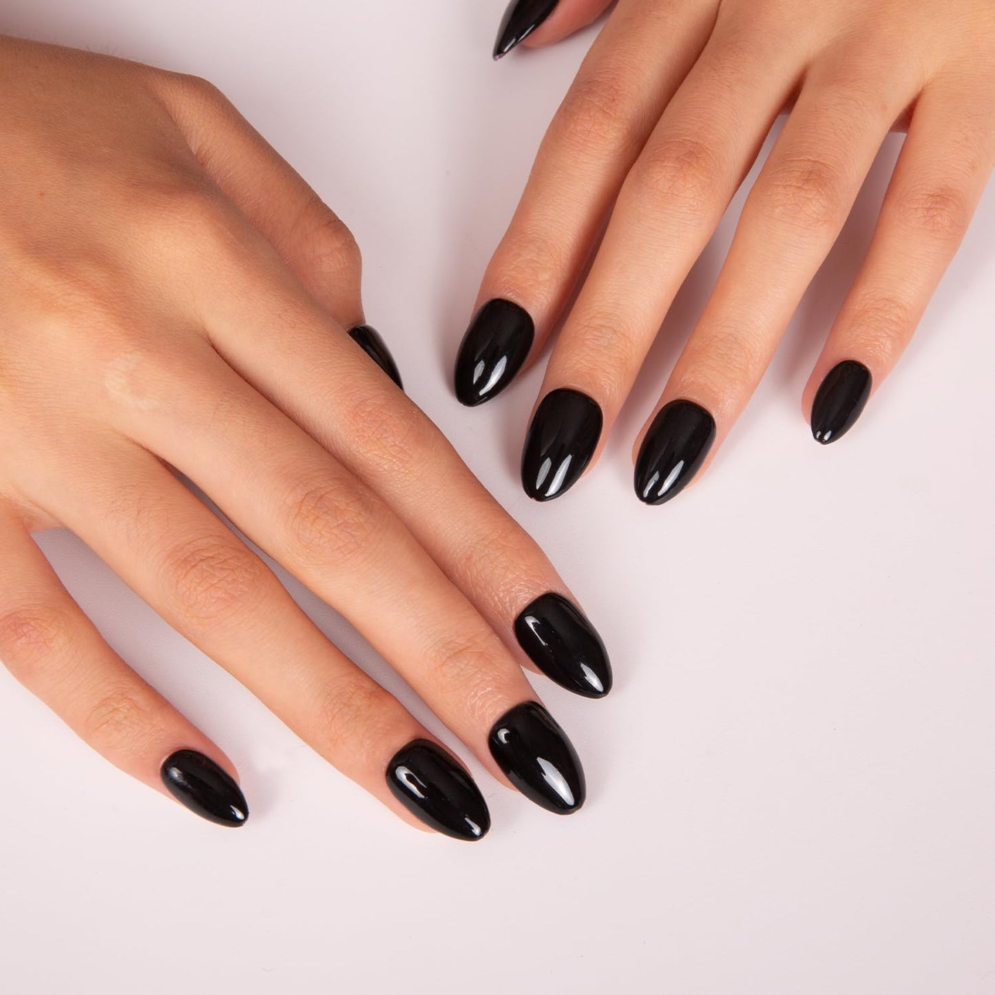 LOVFUL Press on Nails Red Sole Black Red | Handmade with Full Covered Crystals | Reusable Fake Nails | Almond Short 0.8 in | H22-S