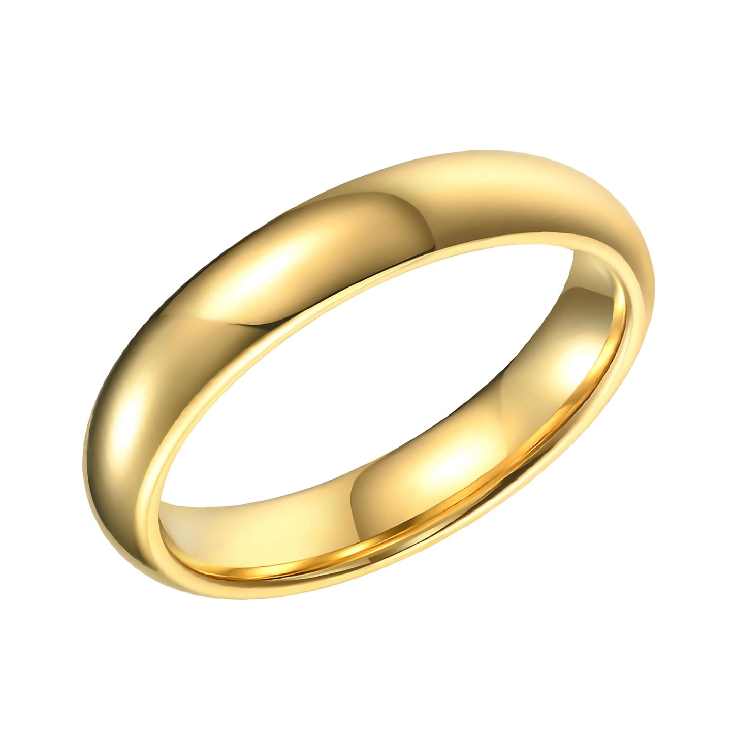 SHOP WGS 5mm 14K Solid Gold Wedding Band for Men & Women - Italian Real 14K Gold Plain Rings for Men - Solid Gold Wedding Bands Size 6