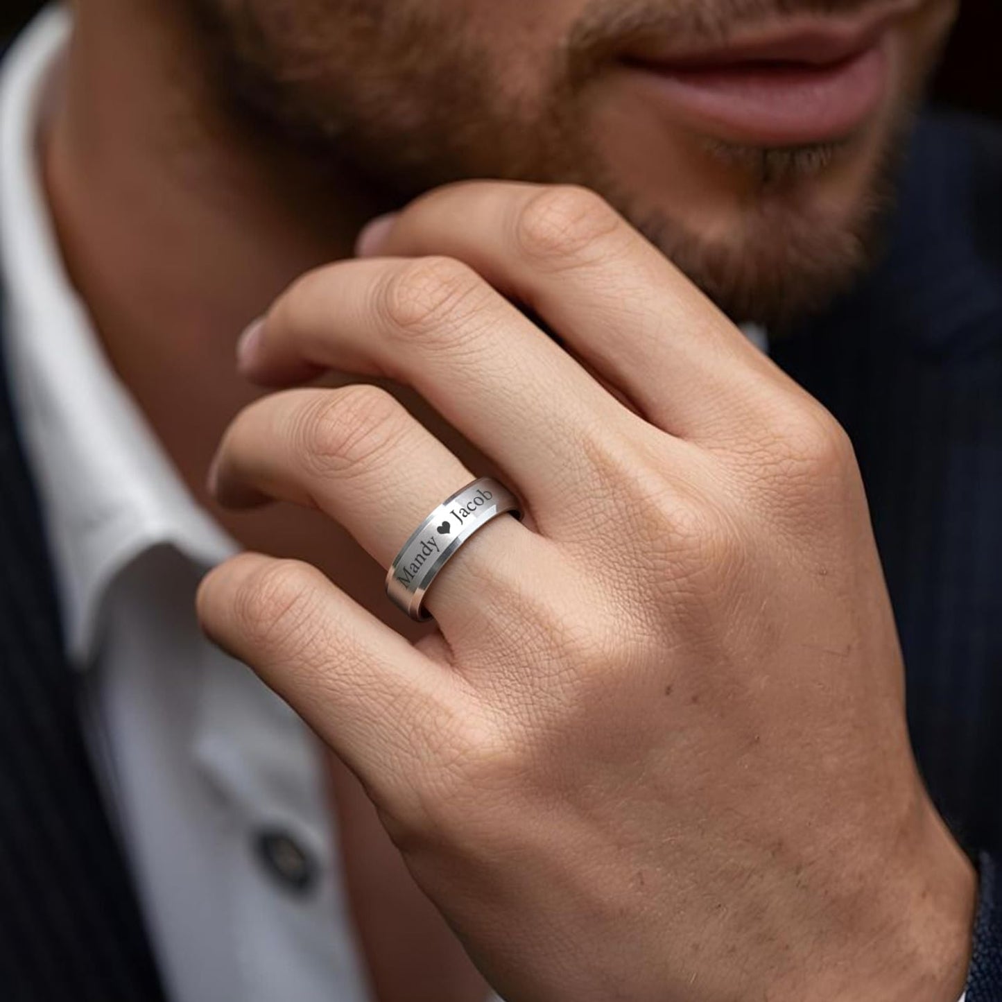 VNOX Customize Personalized 6MM Stainless Steel Simple Matte Brushed Finish Wedding Band Engagement Rings for Men Women,Size 12