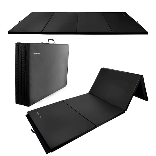 Fitvids Gymnastics Mats for Tumbling, 4'x8'x2" Folding Exercise Gym Mat with Carrying Handles High-Density Anti-Tear Martial Arts Fitness Aerobics Mat for Home Gym Yoga Pilates MMA Core Training, Graphite