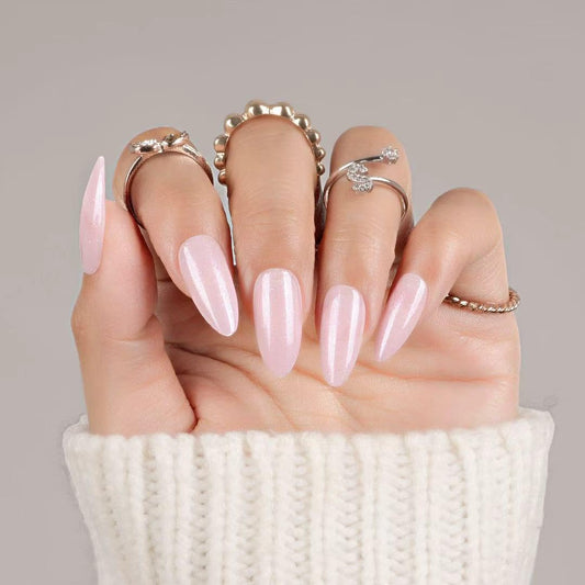 30Pcs Almond Press On Nails - Supremely Fit & Natural Soft Gel Almond Nails,15 Sizes, Reusable Fake Nails Kit with Gift Box for Women (P-PINK)