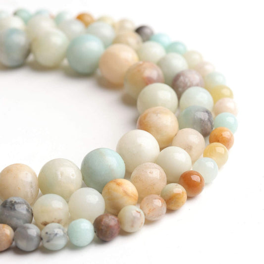 Filluck Natural Stone Beads Amazonite 8mm Polished Round Smooth Gemstone Beads for Jewelry Making 15 Inch(Amazonite,8mm)