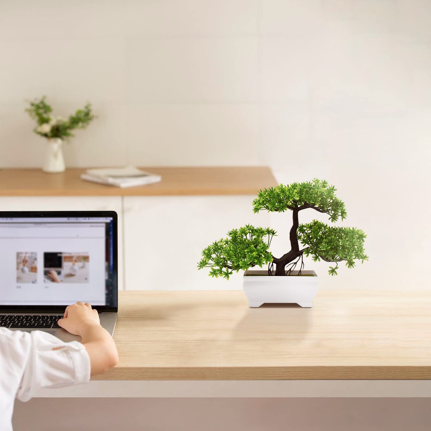 AzureLeap Artificial Bonsai Tree Cloud Pine Bionic Plant Indoor Small Fake Plants Decor Zen Garden Desk Home Desktop Office Bathroom Shelf Bedroom Living Room Decorations (Green)