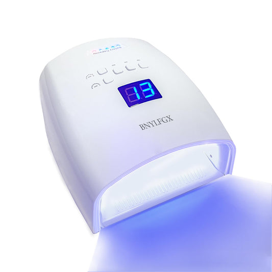 BNYLFGX UV Light for Nails, Cordless UV Nail Lamp for Gel Nails 66W, Rechargeable LED Nail Dryer with 5 Timer Setting Auto Sensor Fast Nail Light Curing Lamp for Salon & Home, White