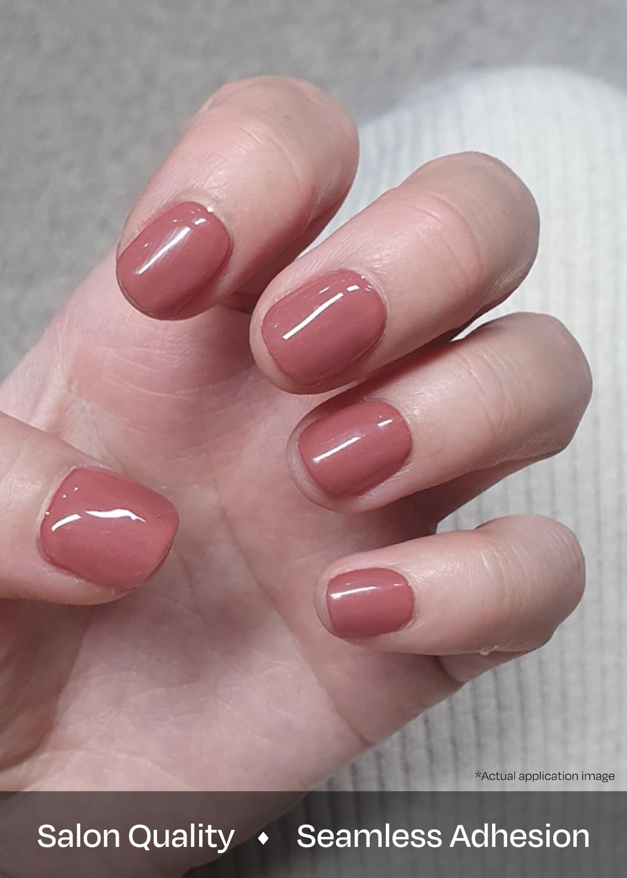 ohora Semi Cured Gel Nail Strips (N Cream Rose) - Brown, Solid, Works with Any UV/LED Lamps, Salon-Quality, Long Lasting, Easy to Apply & Remove - Includes 2 Prep Pads, Nail File & Wooden Stick