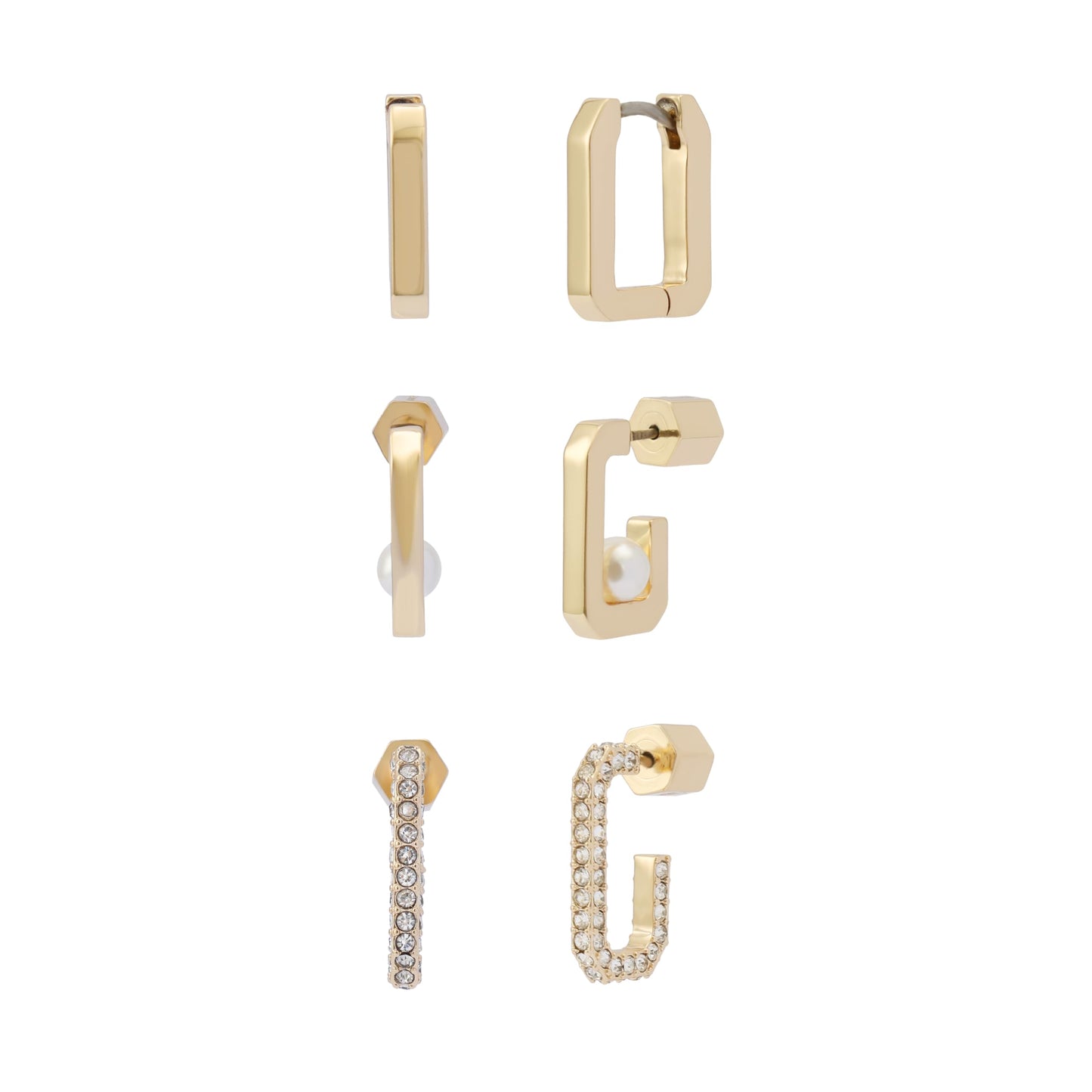 AllSaints Jewelry Women's Pearl Pavé Hoop Earring Set
