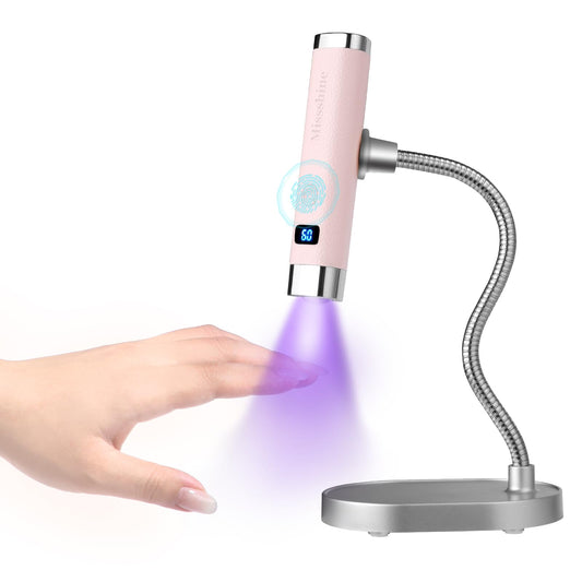 Missshine UV Light for Nails Handheld Cordless Nail Lamp,Rechargeable Nail Dryer with LED Display,Fast Curing Goosenecks Lamp with Auto Sensor DIY at Home (Pink)