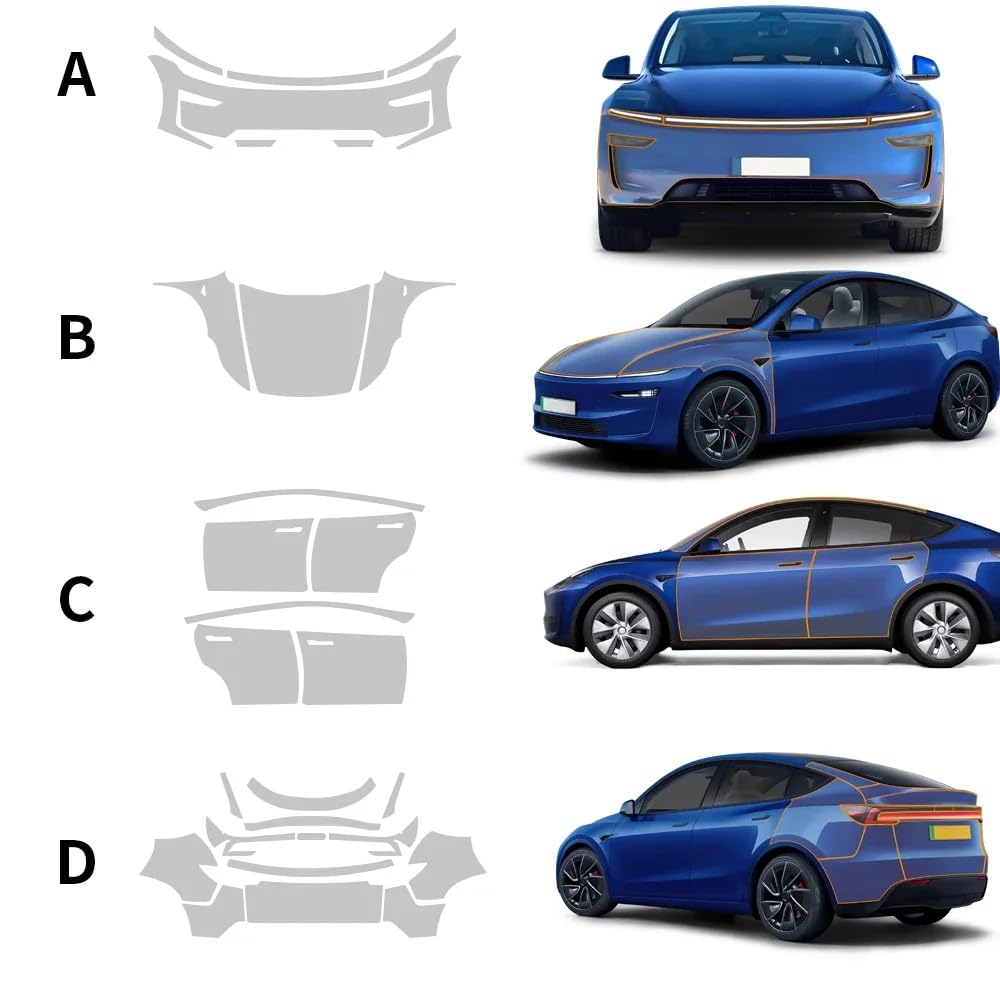 Tesla Model Y Juniper 2026 2025 Full Coverage Paint Protection Film Kit, Pre-Cut Scratch-Resistant Shield PPF Kit, Juniper Accessories 2025 Scratch Protector Exterior Sun Protection