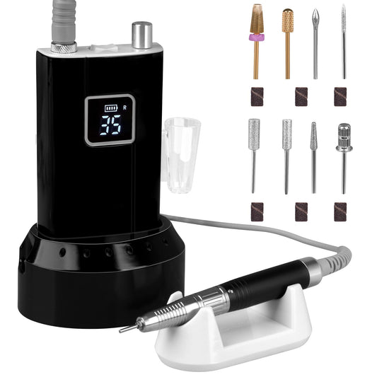 Professionl Nail Drill, 80w Brushless Pro Electric Nail Drill 35000rpm HoMove Cordless Nail Efile, High Torque, Quiet & Vibration-Free Electric Nail File for Nail Technicians,Home DIY (Black)