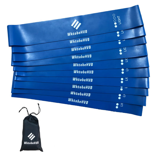 WktobeHVB Resistance Loop Exercise Bands-Stretch Bands for Working Out with Carry Bag-Elastic Bands for Physical Therapy, Rehab, Yoga, Pilates and Strength Training (10×2 Inch, Blue 10 Pack (Light))