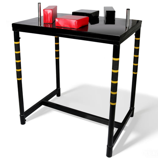 WINTECY Professional Arm Wrestling Table - Adjustable Battle Station with Handles Elbow Pads and Winning Pads, Standard Arm Wrestling Battle Table for Gym, Home or Club Use (Black & Red)