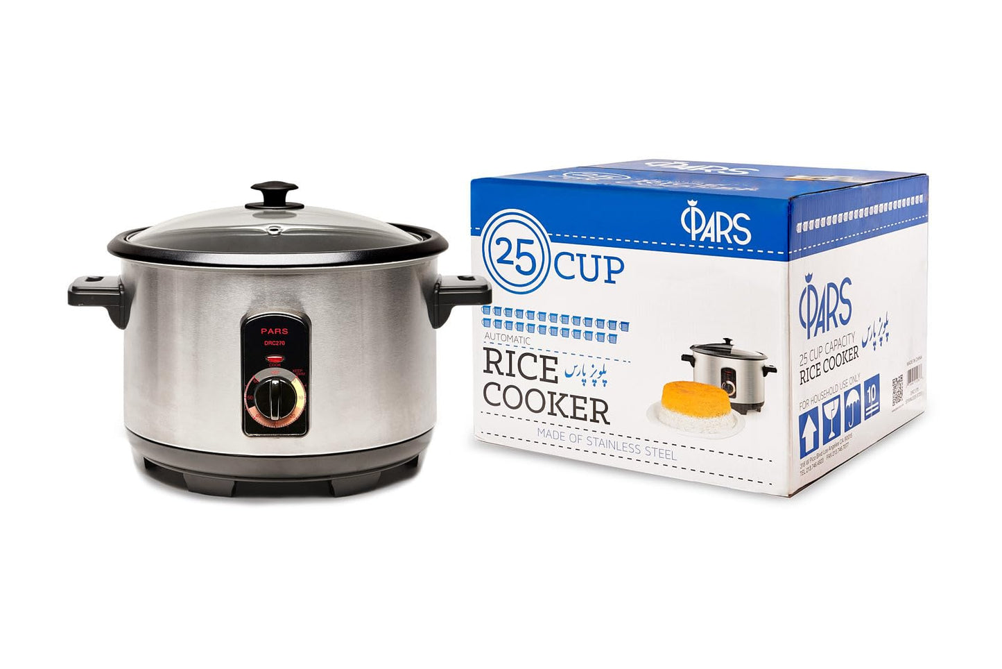 Pars Automatic Persian Rice Cooker - Tahdig Rice Maker Perfect Rice Crust, 25 Cup