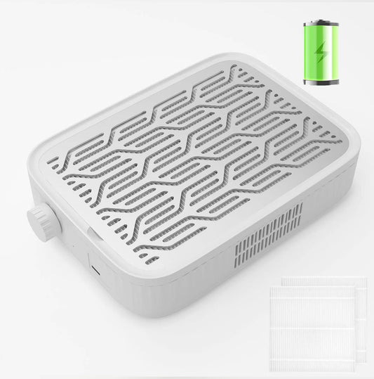 BQAN Nail Dust Collector, Professional Rechargeable Dust Collector Nail Tech with 2PCS Reusable Filter, Nail Vacuum Cleaner for Acrylic Nail Polishing, Nail Tech Must Haves (White)