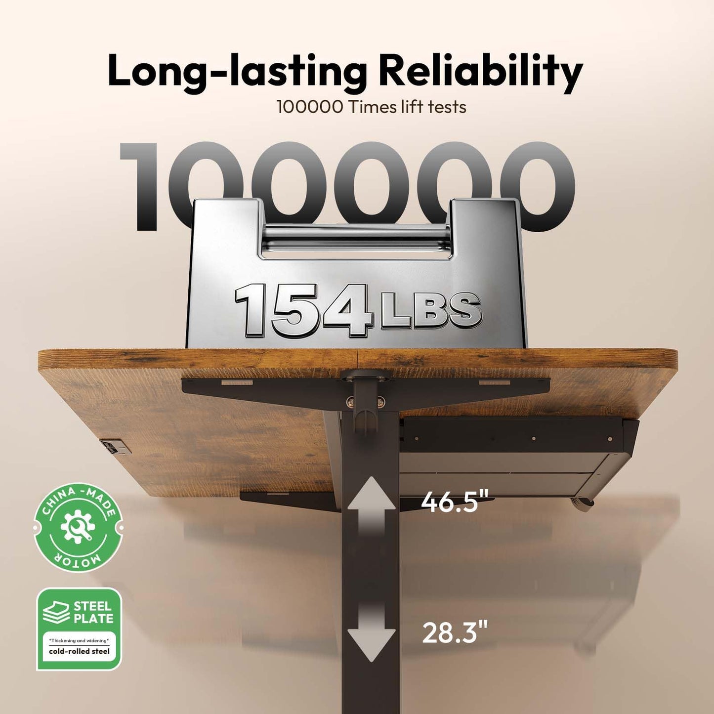 Gamork Electric Standing Desk with Drawers,48x24 inches Height Adjustable Sit-Stand Desk with Storage Shelf,3 Preset Heights,Equipped with Hooks,Ergonomic Gaming Table for Home and Study，Brown