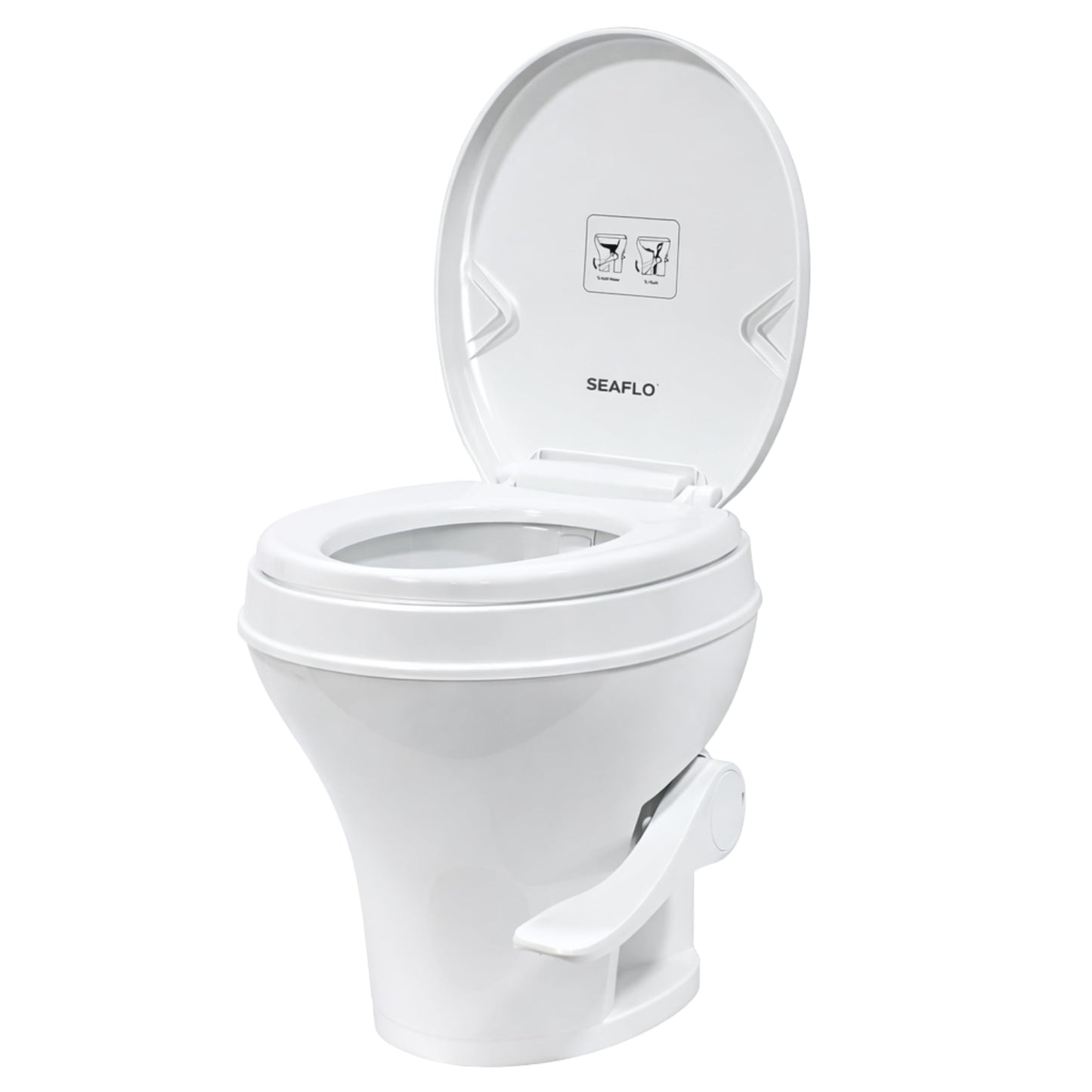 SEAFLO RV Toilet, 18.4” Residential Height, Gravity Flush System, Foot Pedal Operation, Soft Close Seat, for RV Motorhomes Campers, IAPMO & CSA Certified - 4-Year Warranty