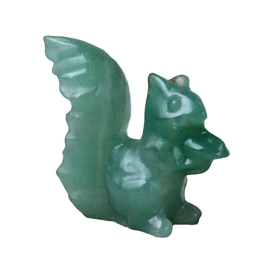 DZJXBZhu Green Aventurine Squirrel Crystal Healing Stone Spiritual Meditation Pocket Figurine Statue Natural Gemston Hand Carved Polished Home Room Office Desk Decoration Gift Collect