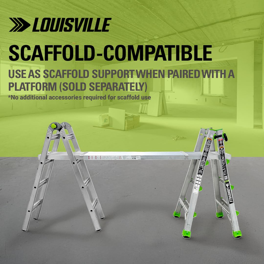 Louisville 18-Ft Reach Aluminum Multipurpose Ladder, Type IA, 300-pound Load Capacity, L-2099-18