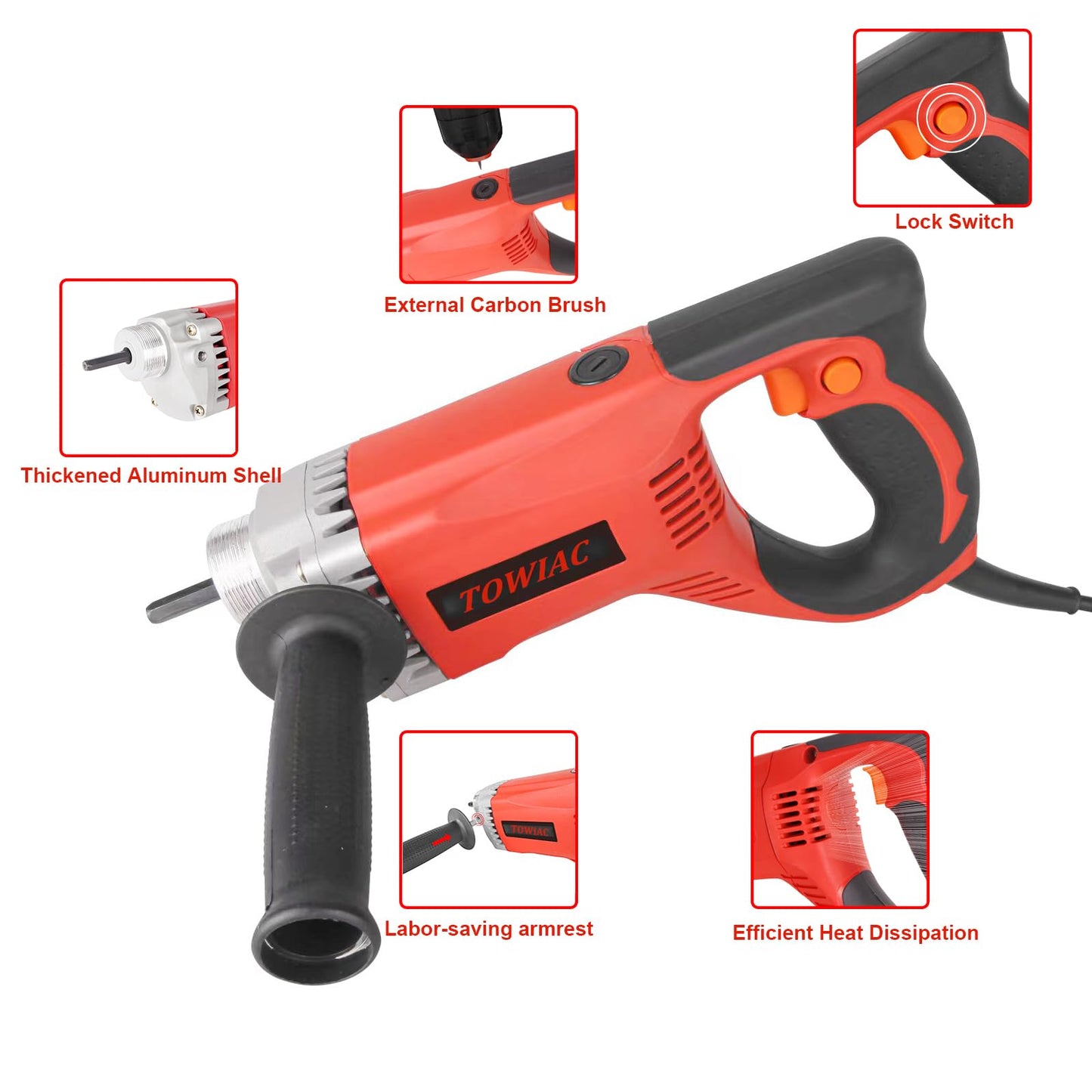 1300W Electric Concrete Vibrator, Hand Held Power Concrete Vibrators Cement Bubble Remover,13000 VPM With 4.9 Ft Long Copper Rod Concrete Tools