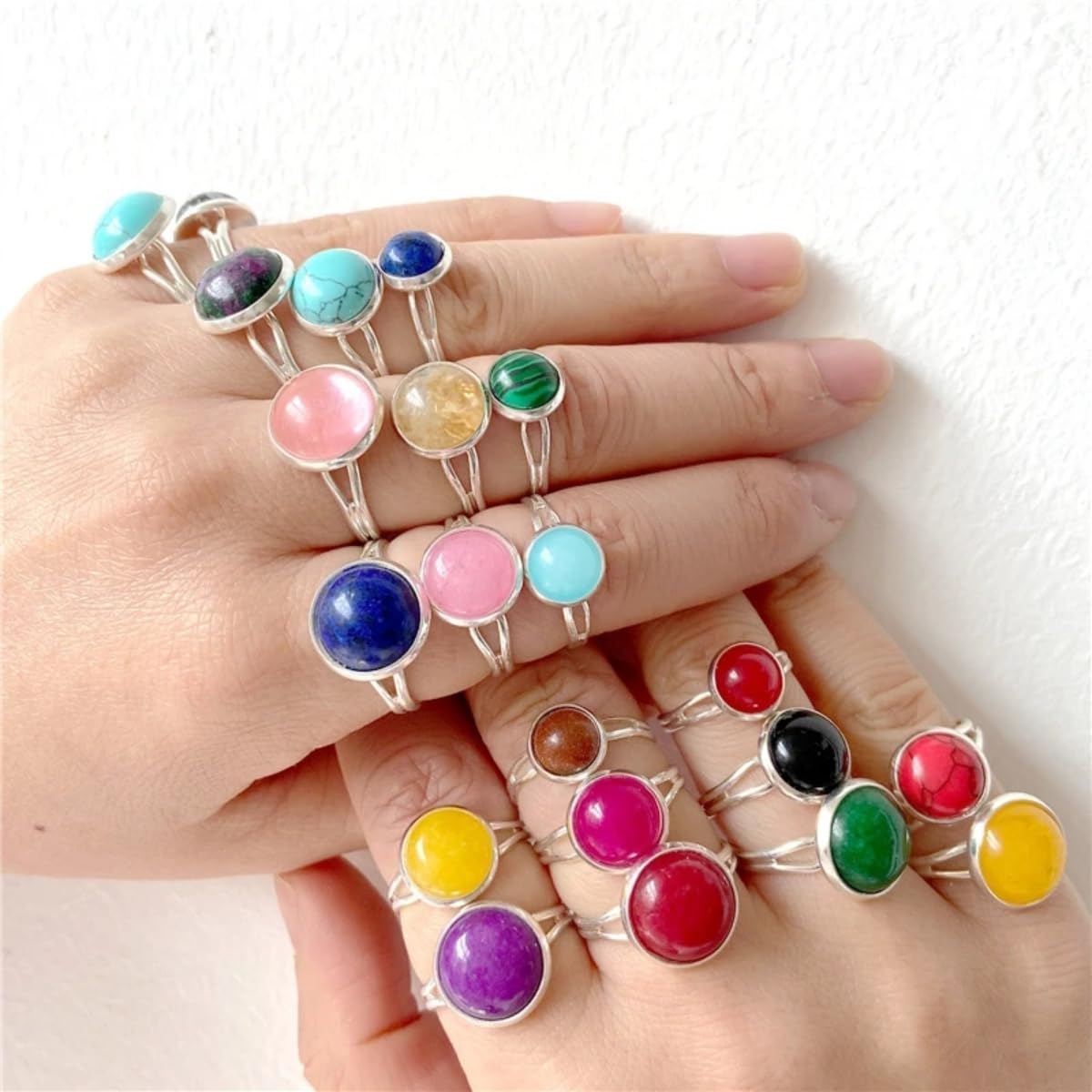 20pcs 12mm Natural Stone No Hole Amethyst Semicircle Smooth Cabochons Beads Healing Chakra Crystal Stone Bead for Jewelry Making Rings Earrings Necklace Bracelet DIY Crafts