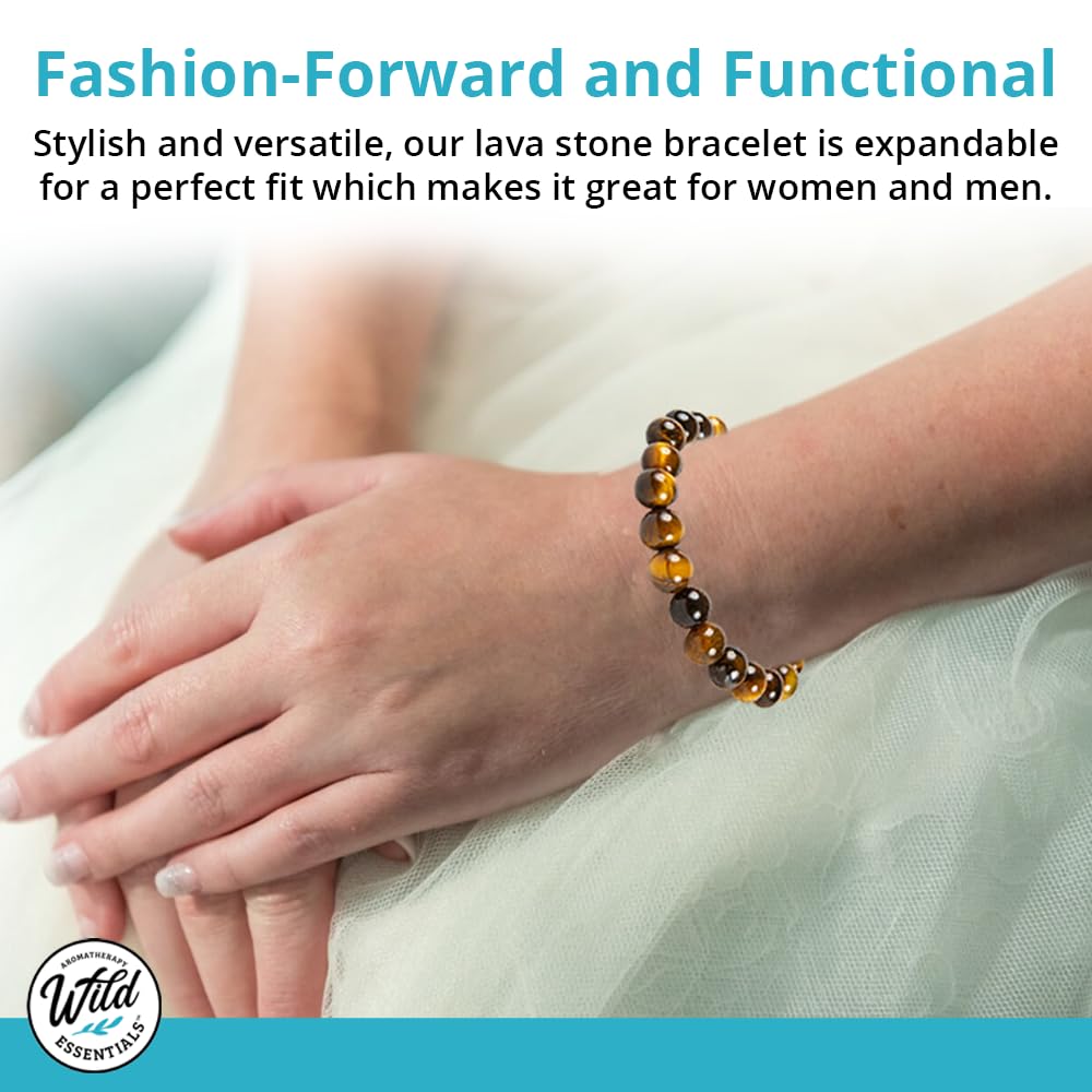 Wild Essentials 2 Bracelet Set, Yin Yang Lava Stones, White, Black, Expandable up to 8 inches, Aromatherapy Jewelry for Women, Men, Best Friends, His and Hers, Essential Oil Diffuser, Grounding Calm
